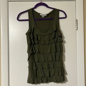 Liz Clairborne green ruffle tank top